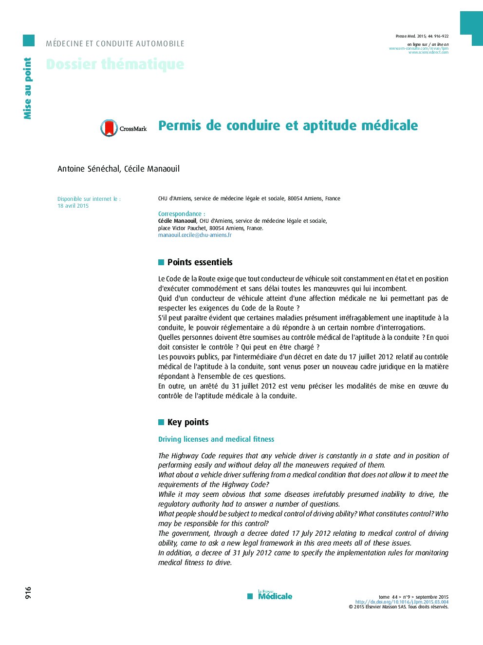 Permis de conduire et aptitude médicale