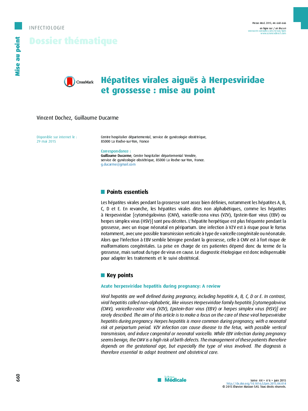 Hépatites virales aiguës à Herpesviridae et grossesse : mise au point