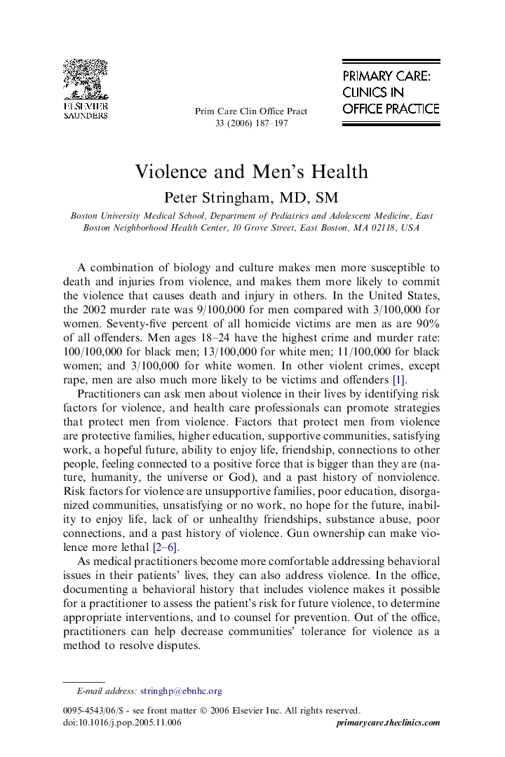 Violence and Men's Health