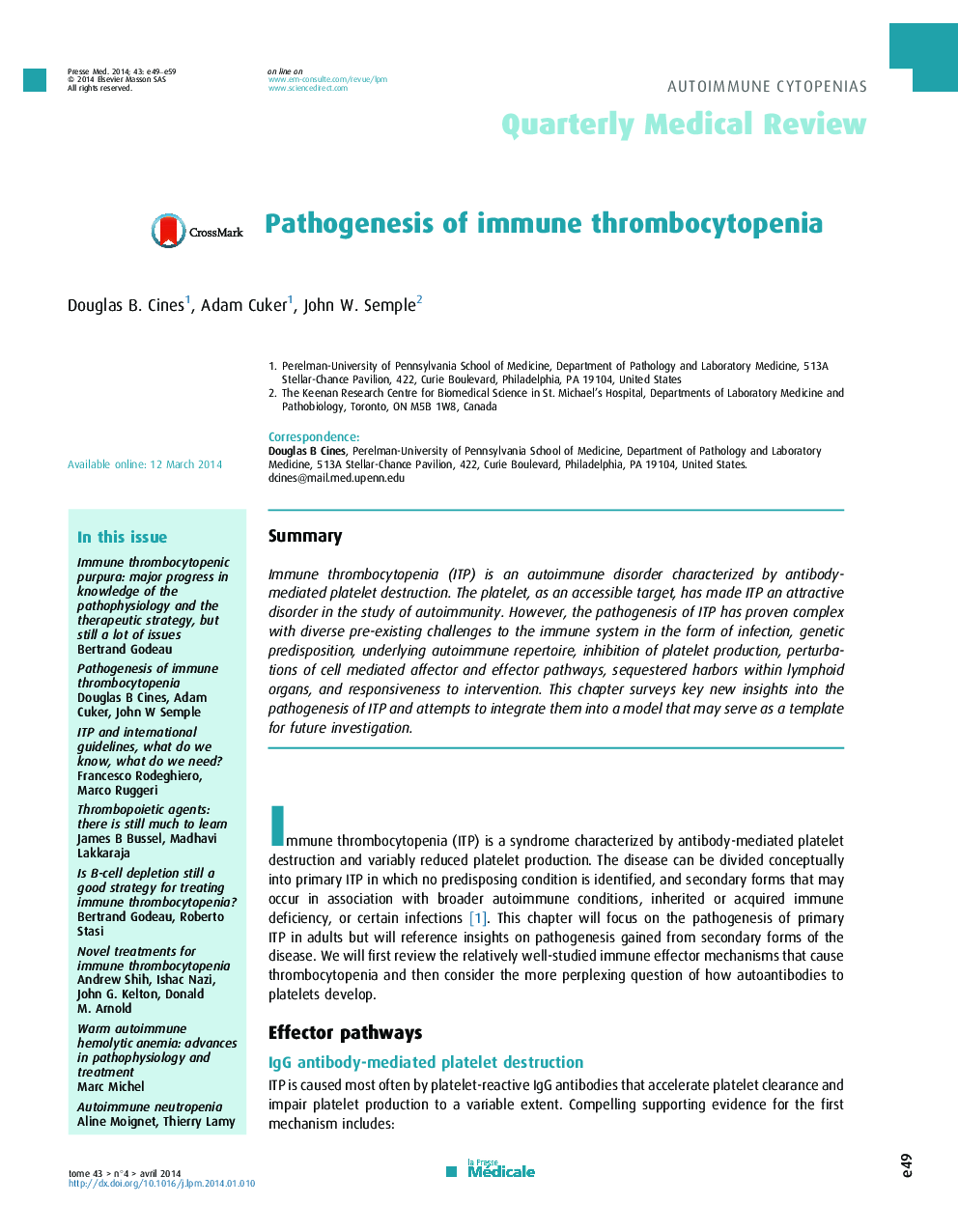 پاتوژنز ترومبوسیتوپنی ایمنی 
