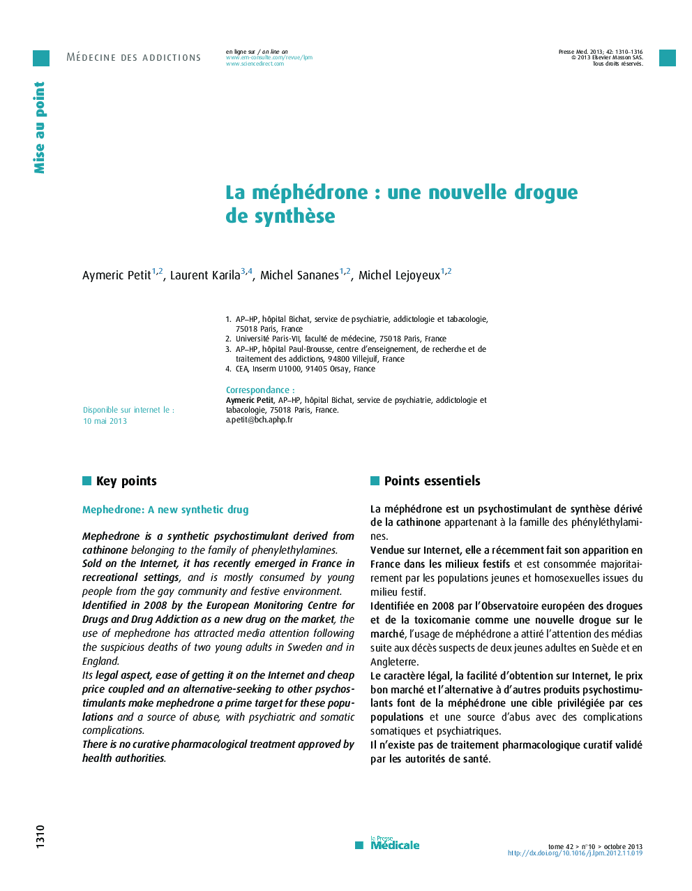 La méphédrone : une nouvelle drogue de synthèse