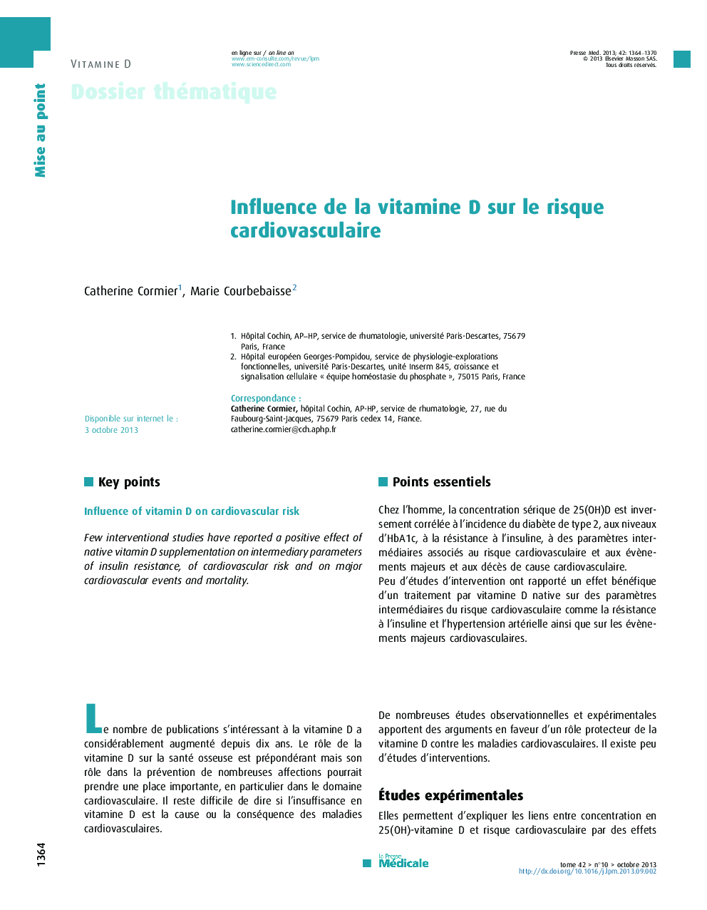 Influence de la vitamine D sur le risque cardiovasculaire