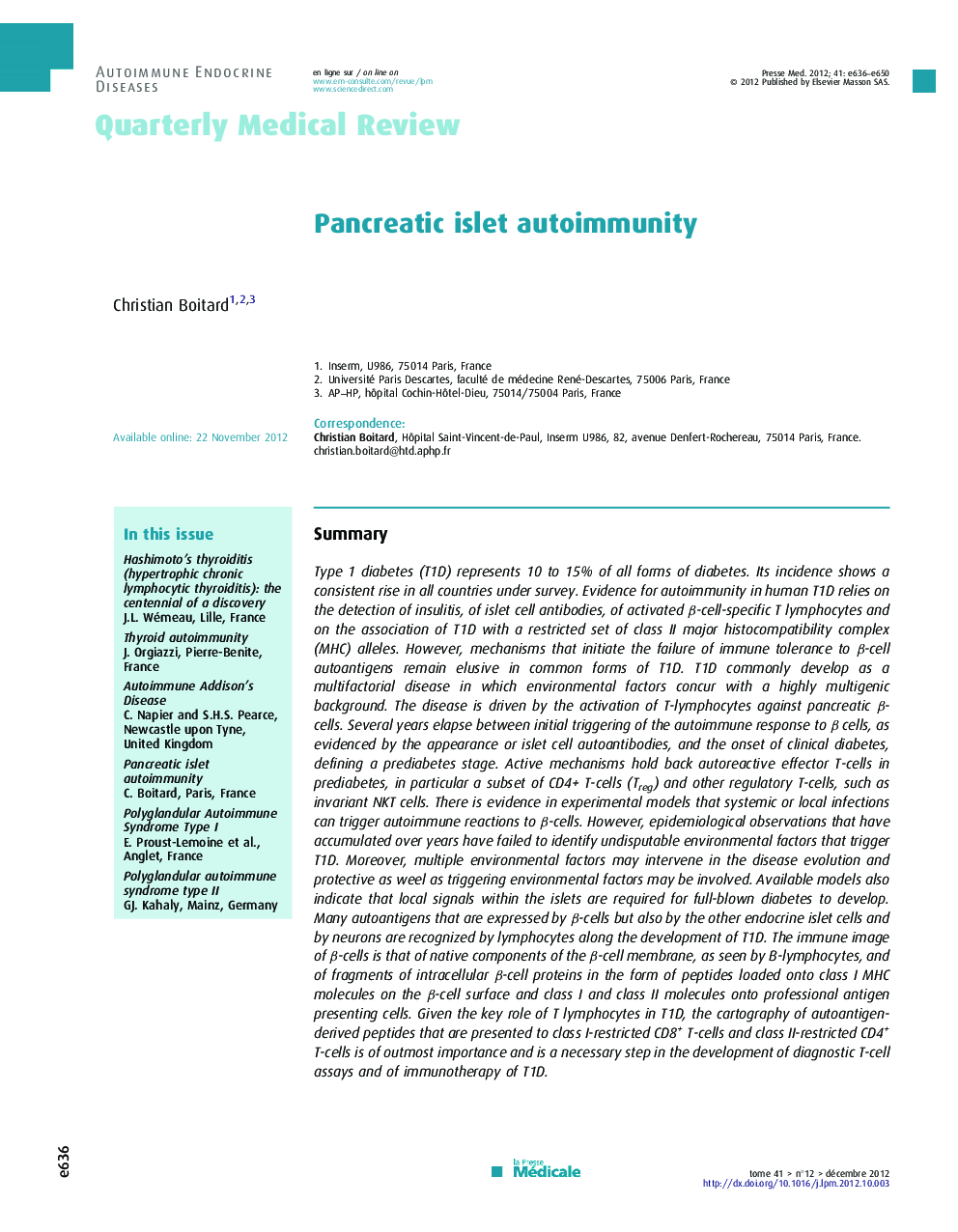 Pancreatic islet autoimmunity