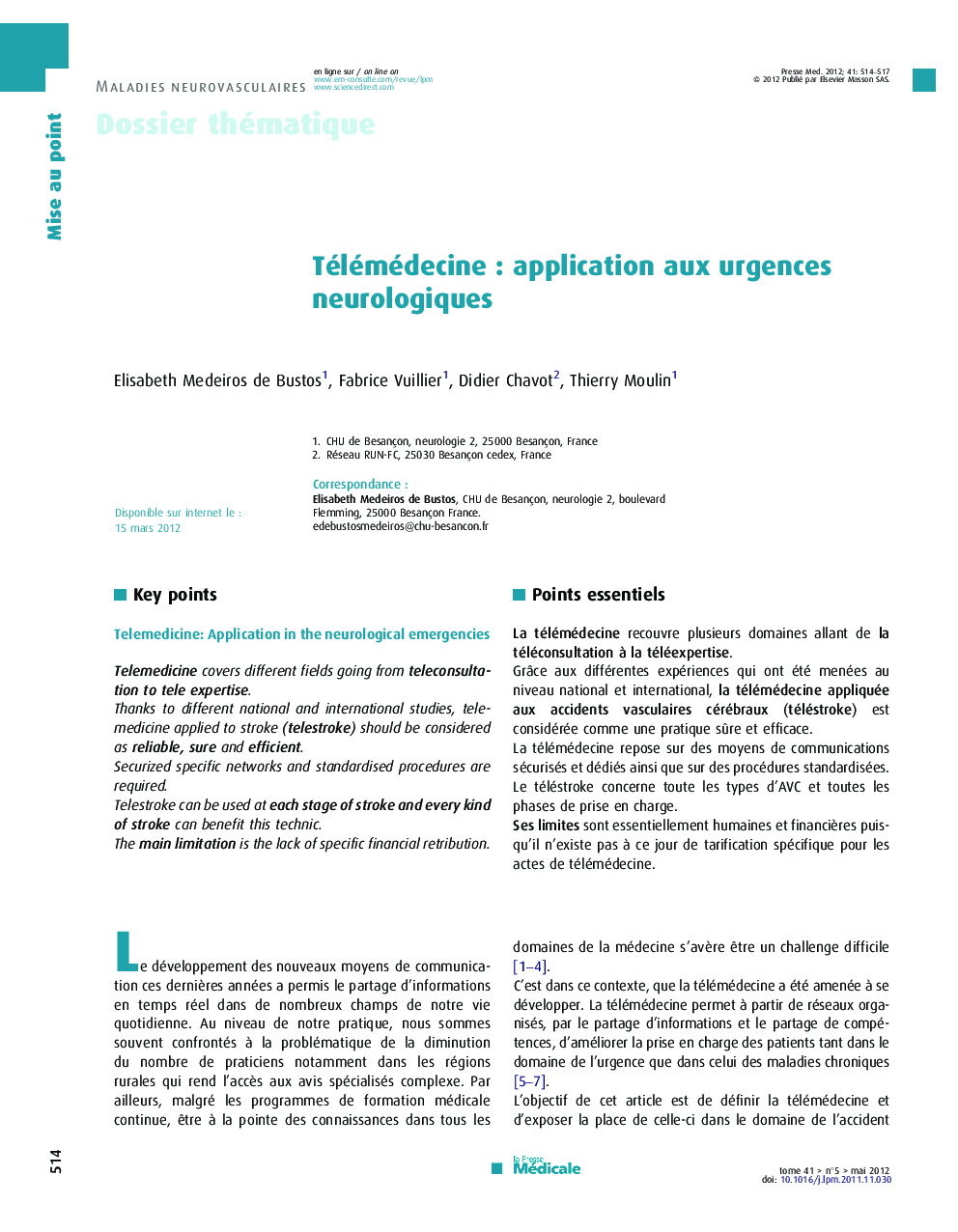 Télémédecine : application aux urgences neurologiques