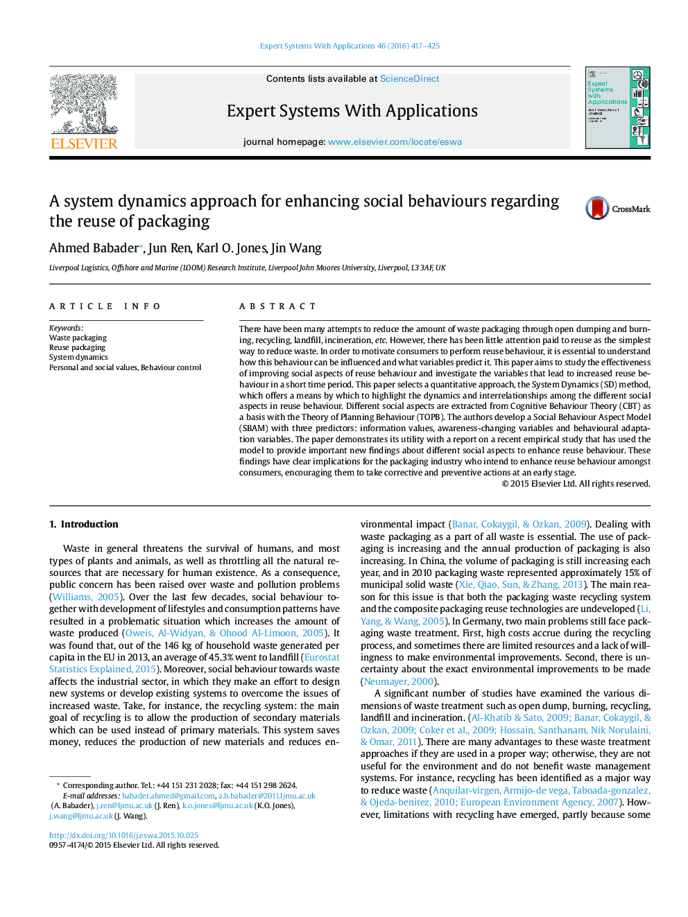 A system dynamics approach for enhancing social behaviours regarding the reuse of packaging
