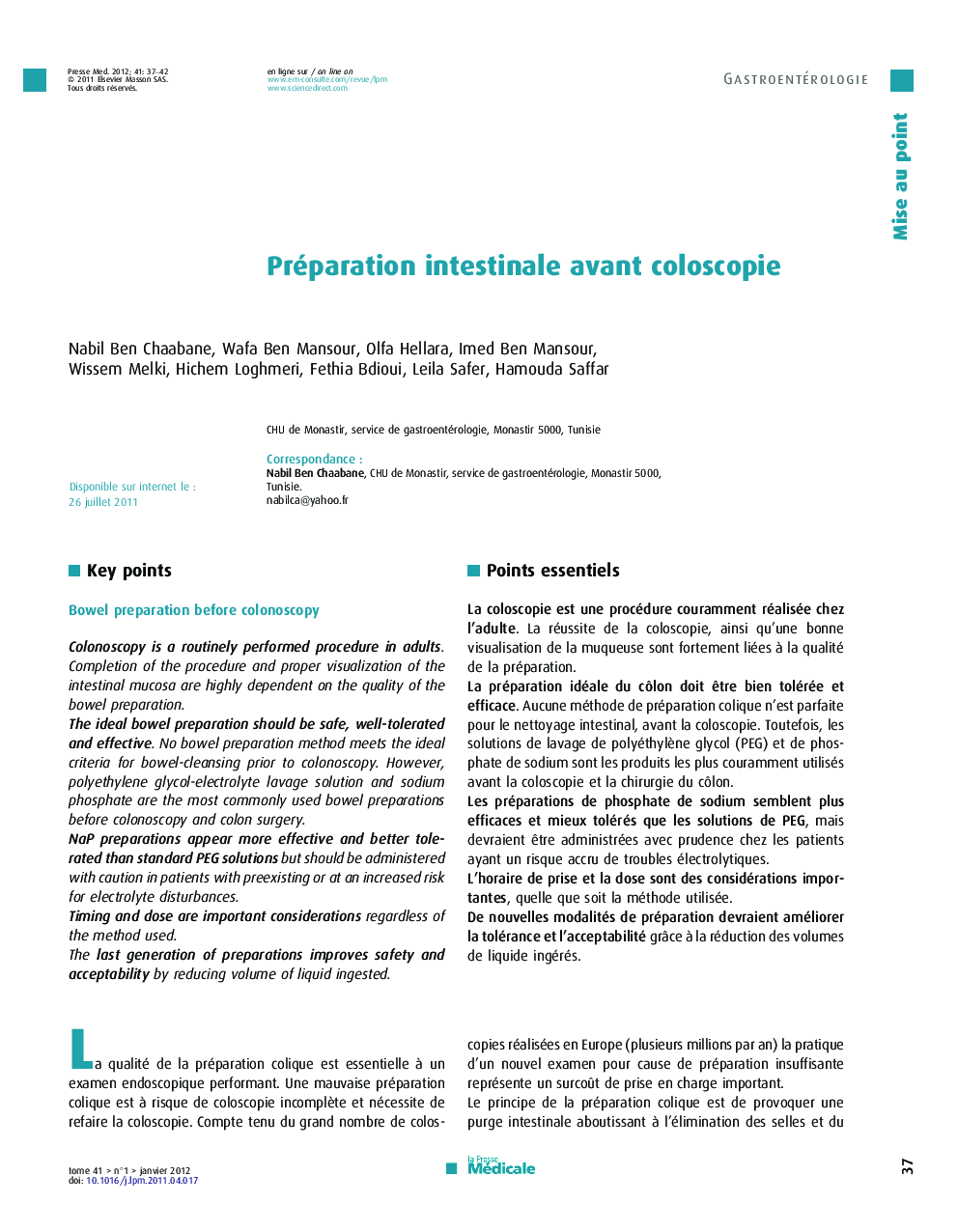 Préparation intestinale avant coloscopie
