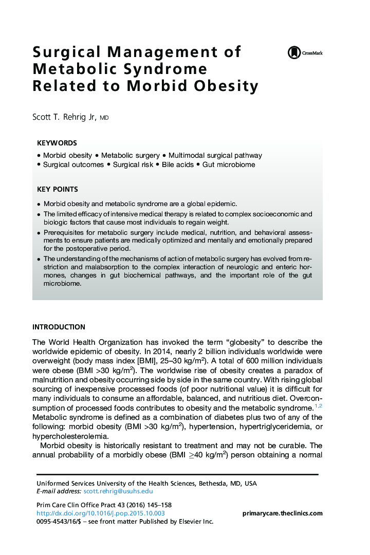 Surgical Management of Metabolic Syndrome Related to Morbid Obesity