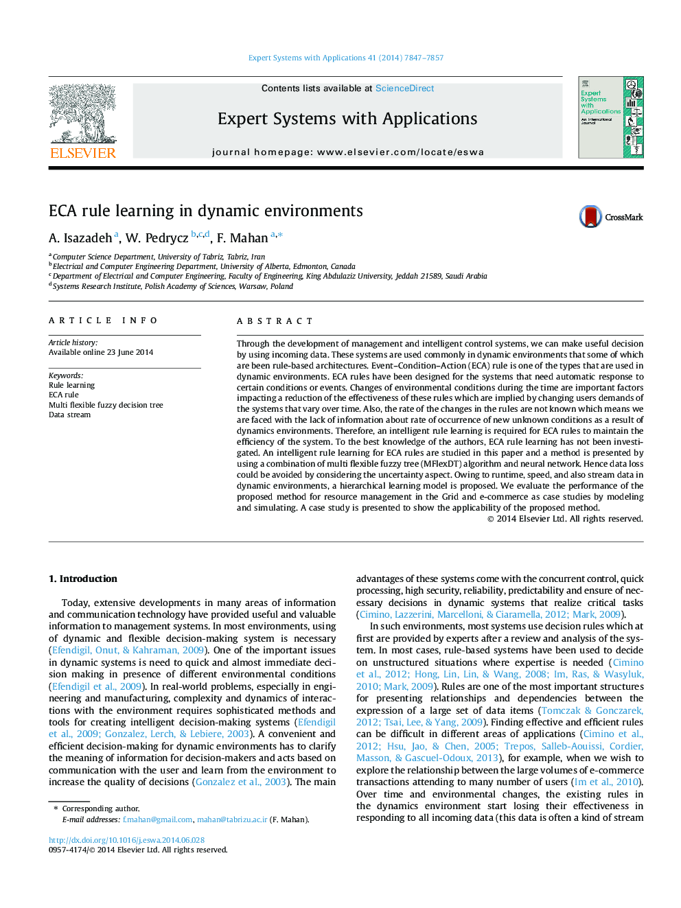 ECA rule learning in dynamic environments