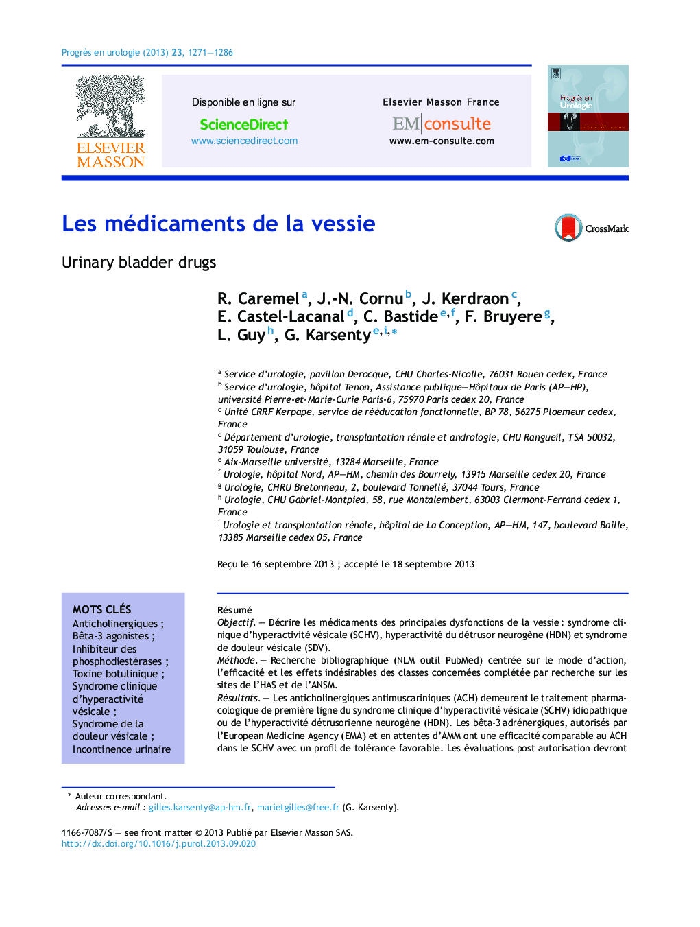 Les médicaments de la vessie