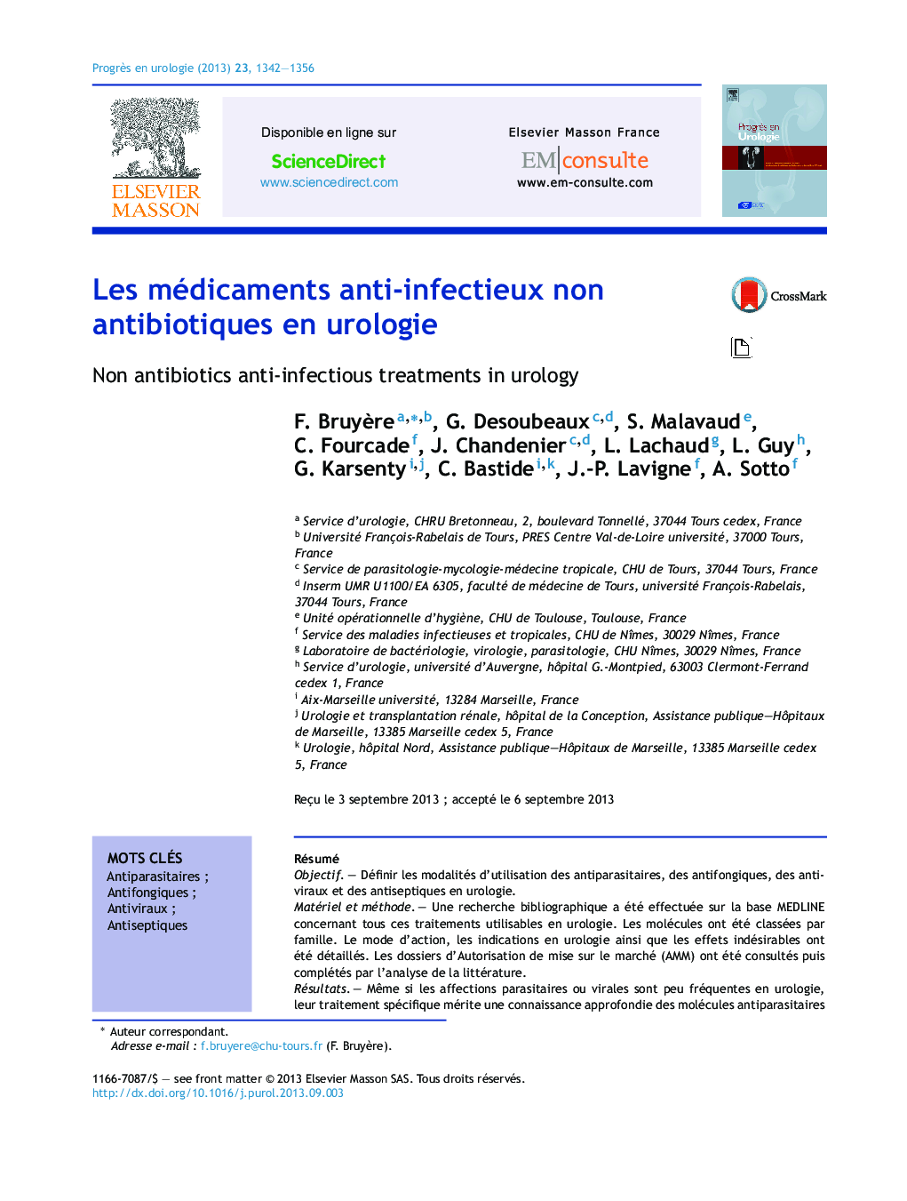 Les médicaments anti-infectieux non antibiotiques en urologie