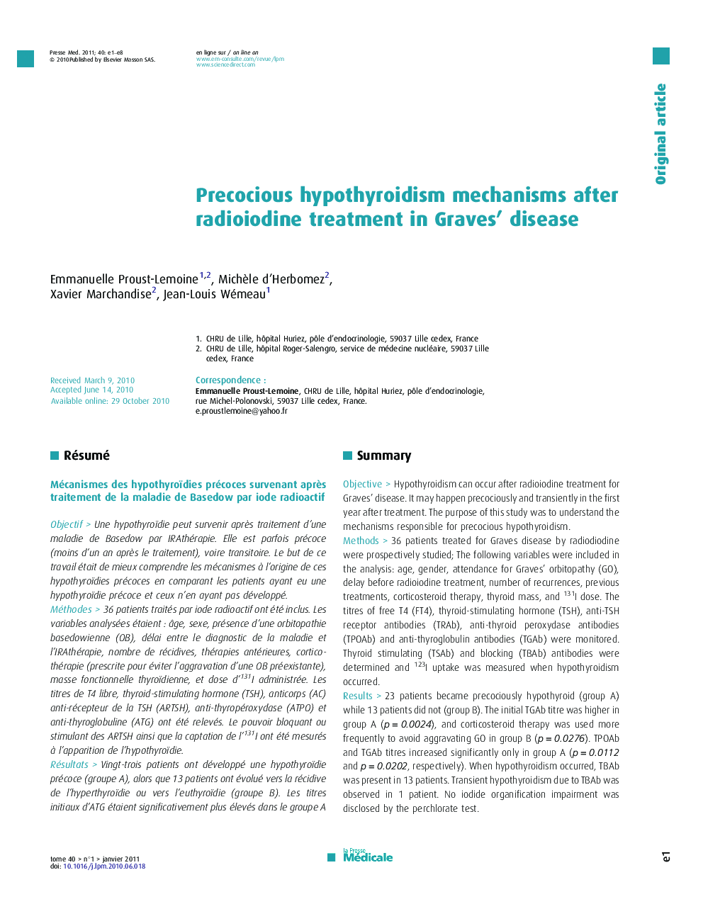 Precocious hypothyroidism mechanisms after radioiodine treatment in Graves’ disease