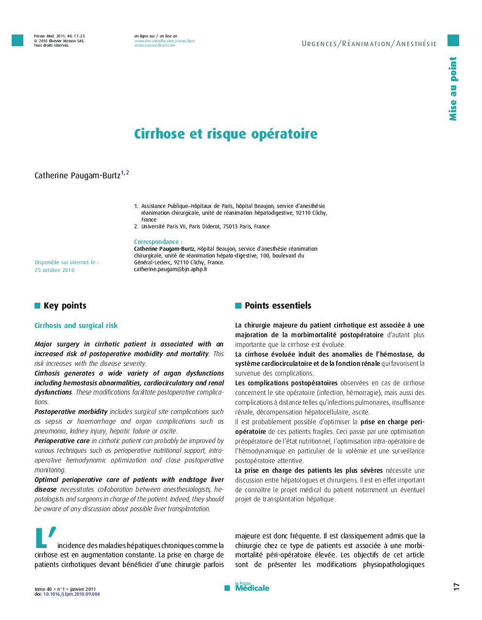 Cirrhose et risque opératoire