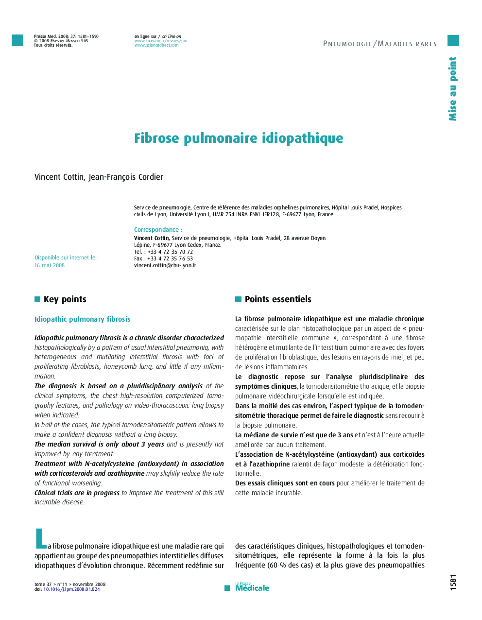 عکس صفحه اول مقاله: Fibrose pulmonaire idiopathique Fibrose pulmonaire idiopathique