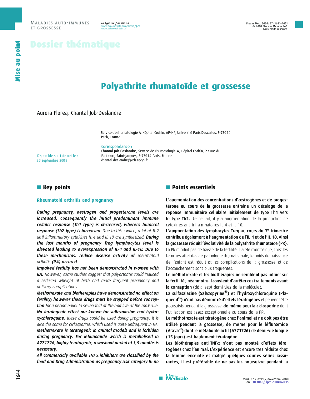 عکس صفحه اول مقاله: Polyathrite rhumatoïde et grossesse Polyathrite rhumatoïde et grossesse