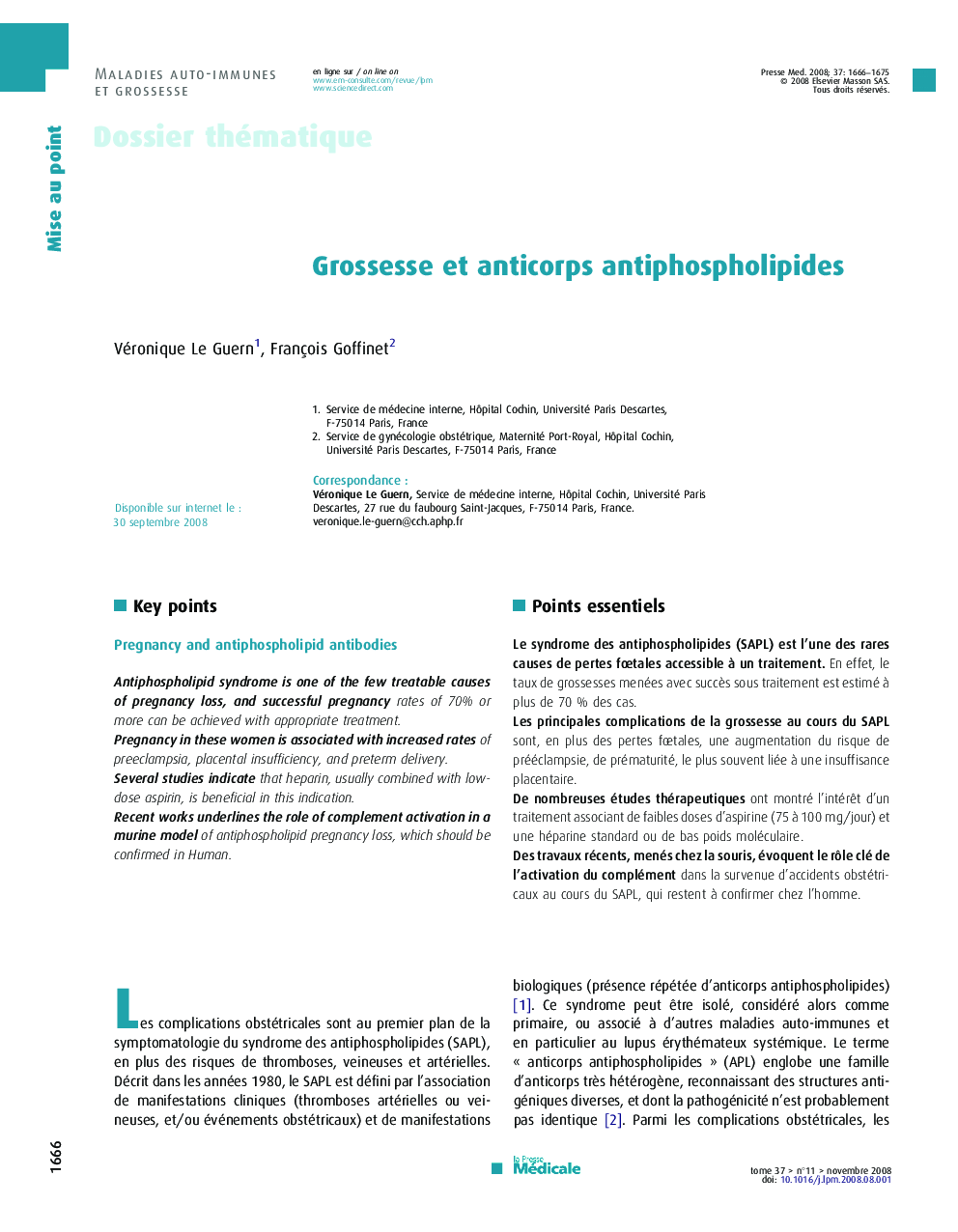 عکس صفحه اول مقاله: Grossesse et anticorps antiphospholipides Grossesse et anticorps antiphospholipides