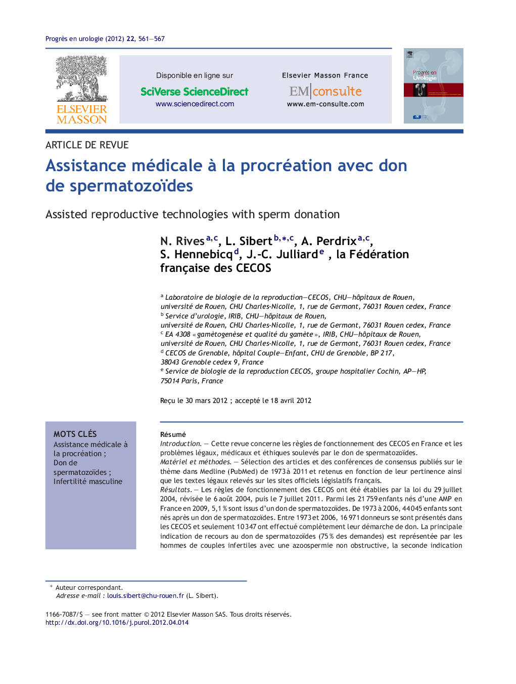 Assistance médicale Ã  la procréation avec don de spermatozoïdes