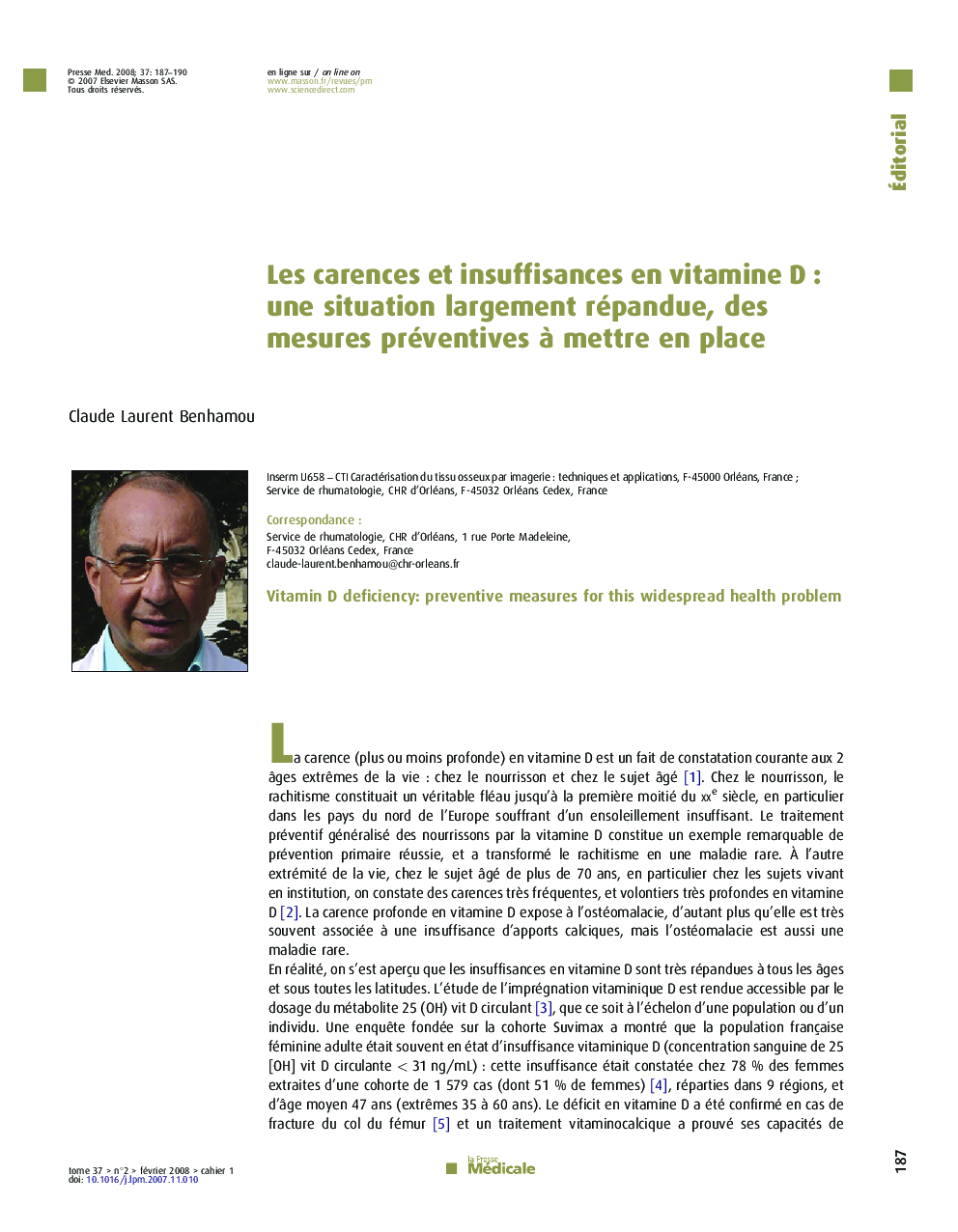 Les carences et insuffisances en vitamine DÂ : une situation largement répandue, des mesures préventives Ã  mettre en place