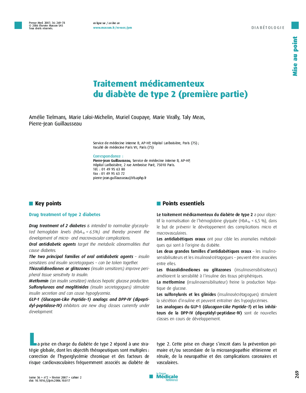 Traitement médicamenteux du diabète de type 2 (première partie)