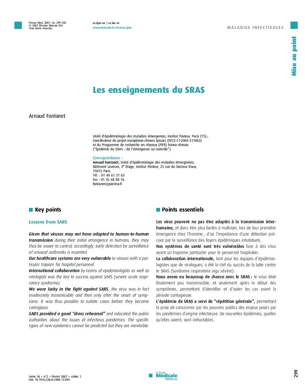 Les enseignements du SRAS