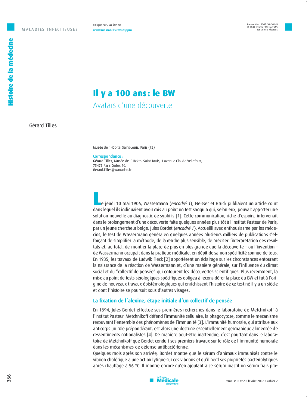 Il y a 100 ans: le BW