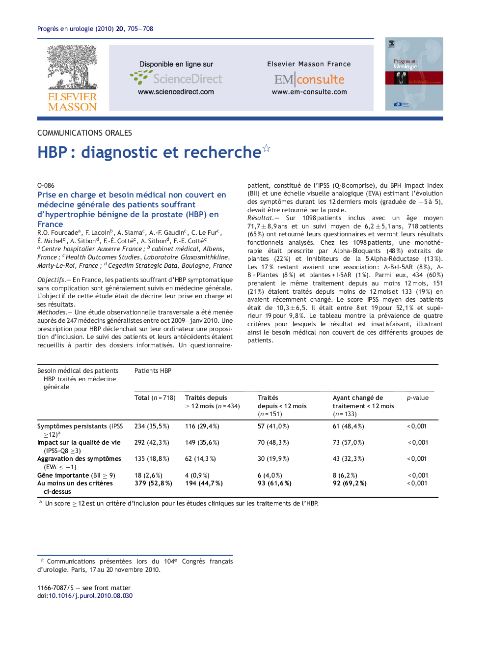 HBP : diagnostic et recherche