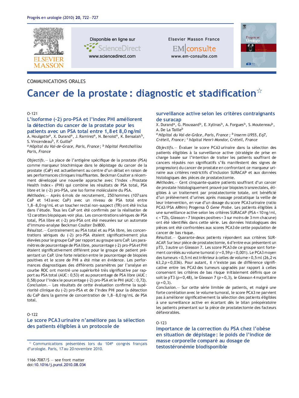 Cancer de la prostate : diagnostic et stadification