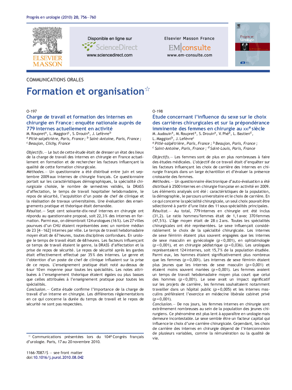 Formation et organisation