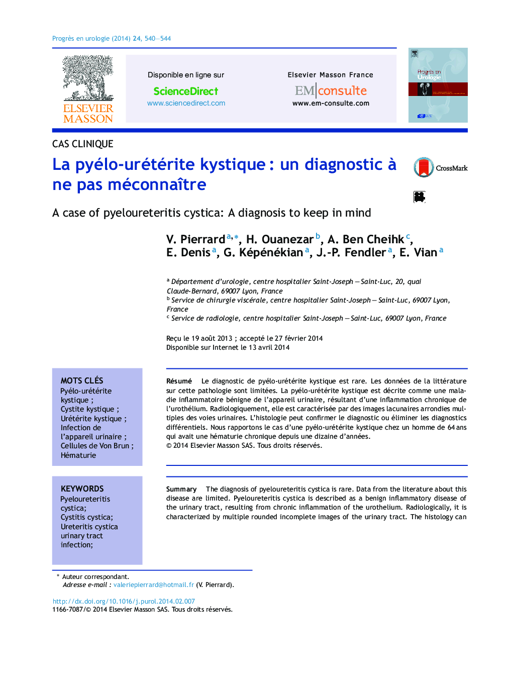 La pyélo-urétérite kystique : un diagnostic à ne pas méconnaître