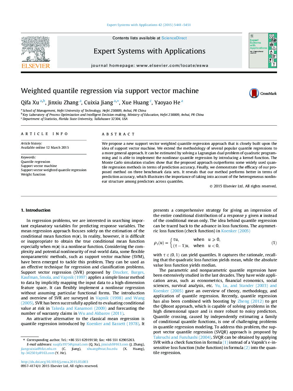 Weighted quantile regression via support vector machine