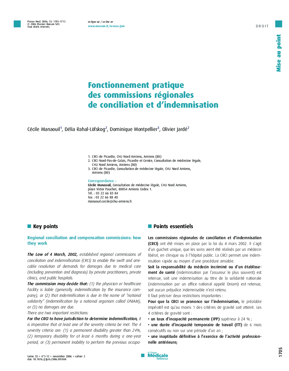 Fonctionnement pratique desÂ commissions régionales deÂ conciliation etÂ d'indemnisation