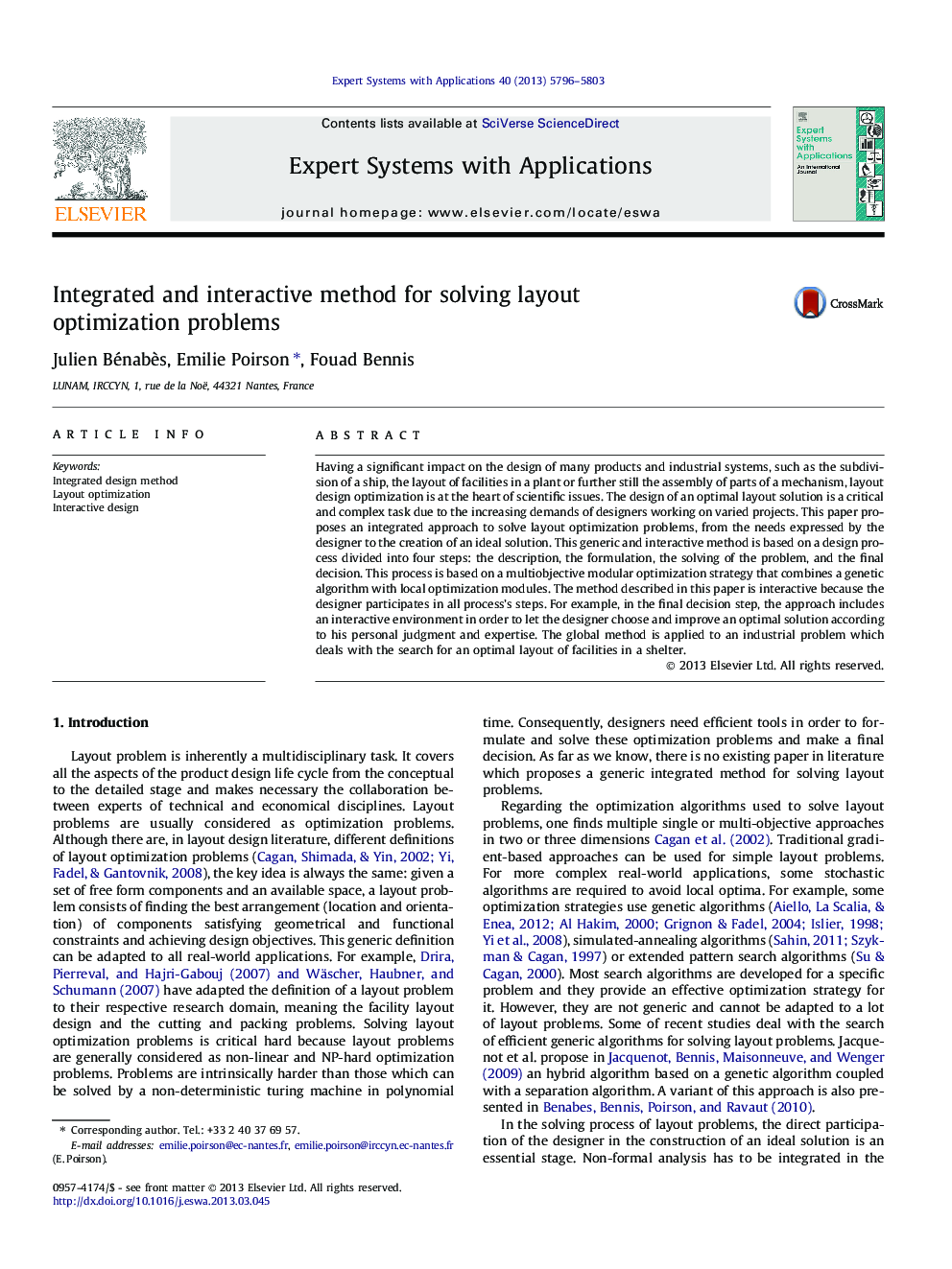 Integrated and interactive method for solving layout optimization problems