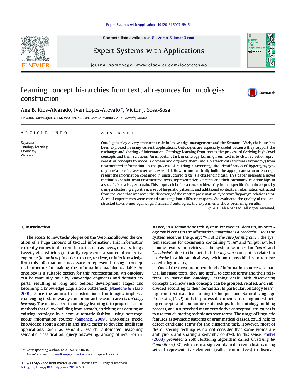 Learning concept hierarchies from textual resources for ontologies construction