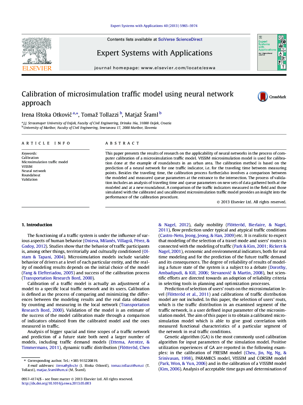 عکس صفحه اول مقاله: Calibration of microsimulation traffic model using neural network approach Calibration of microsimulation traffic model using neural network approach