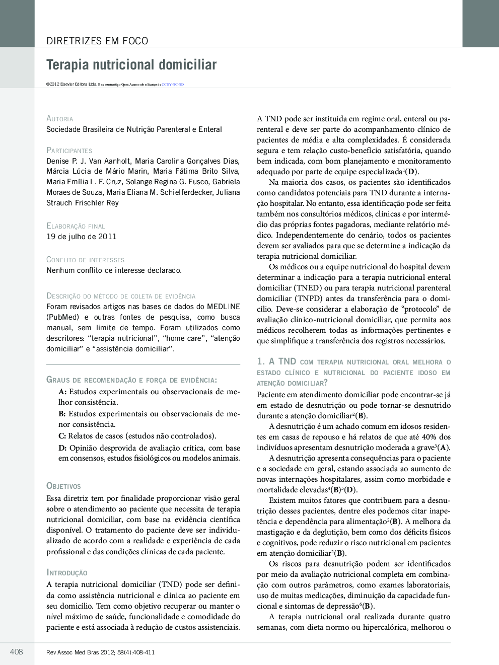Terapia nutricional domiciliar