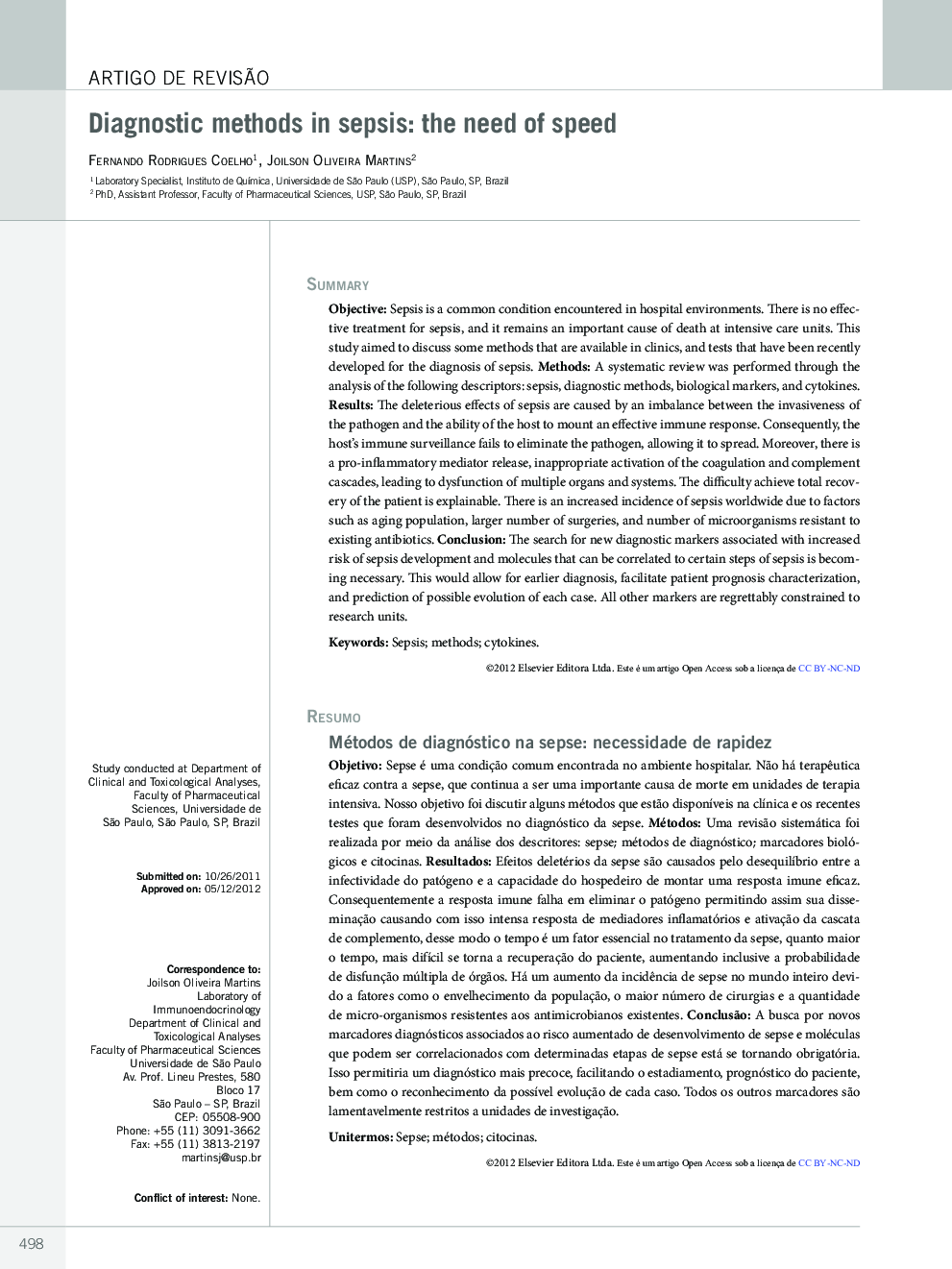 Diagnostic methods in sepsis: the need of speed *