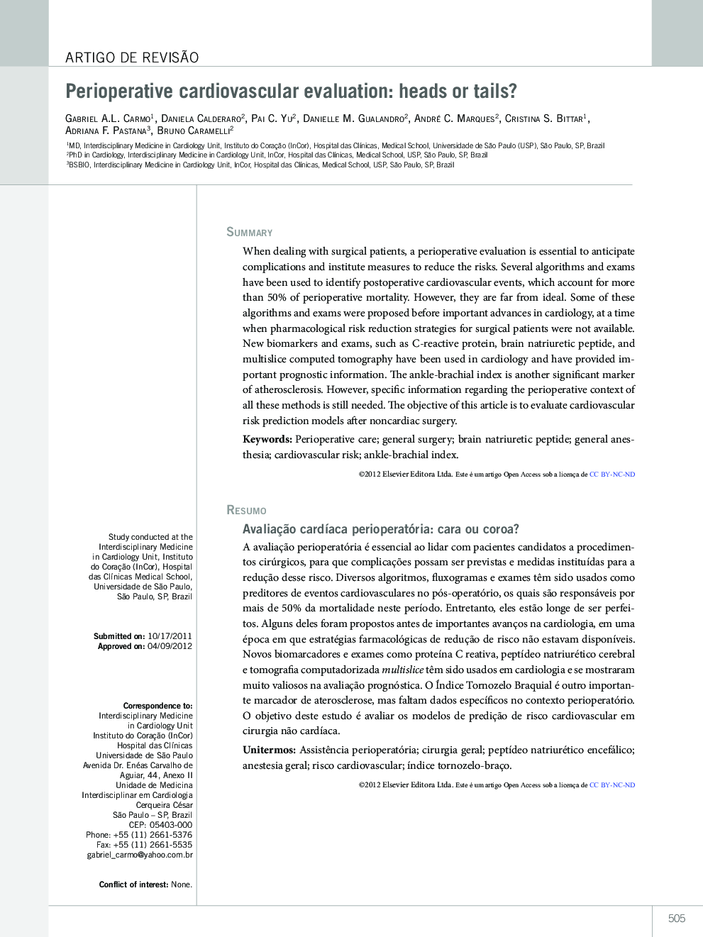 Perioperative cardiovascular evaluation: heads or tails? *