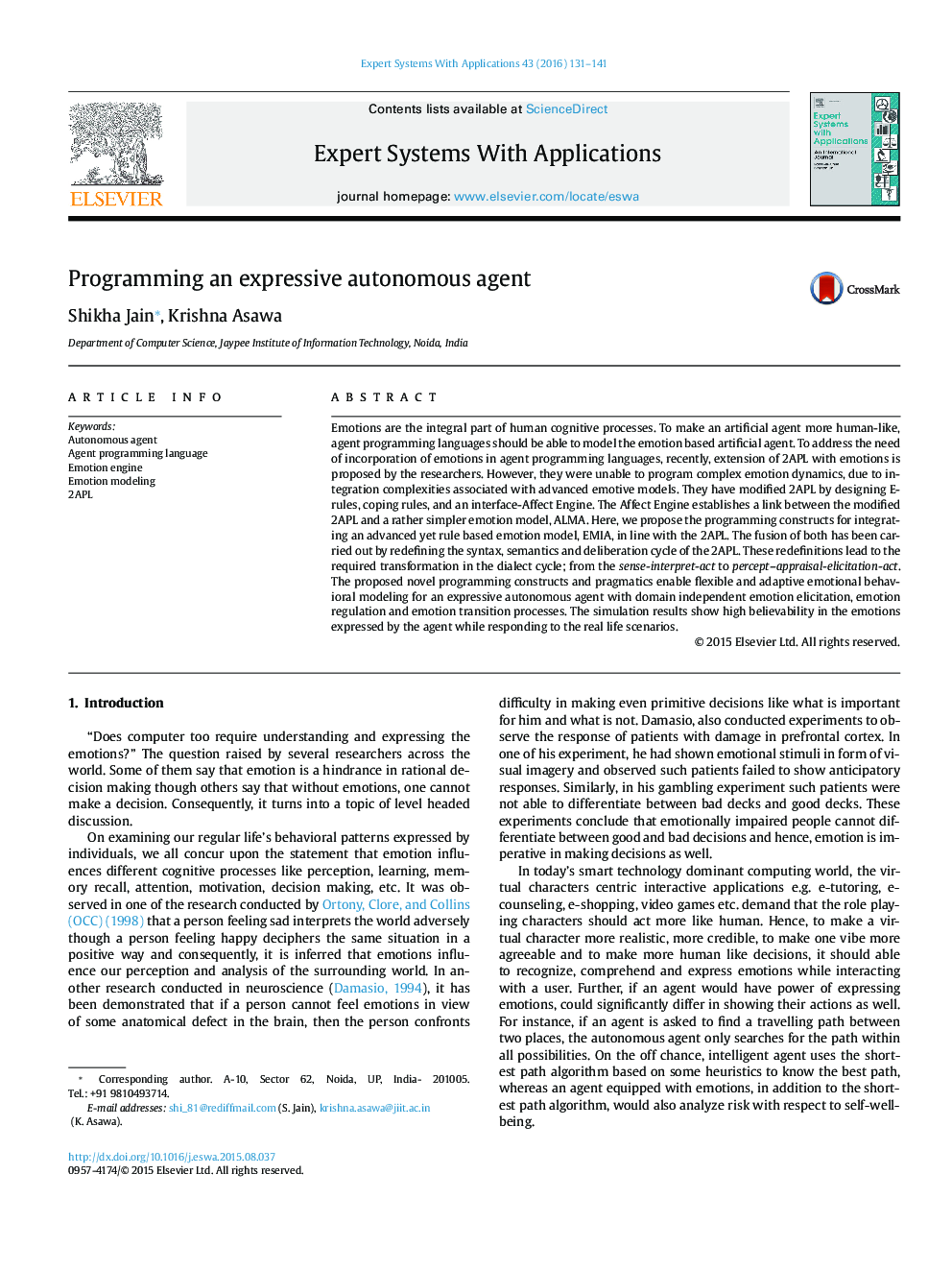 Programming an expressive autonomous agent