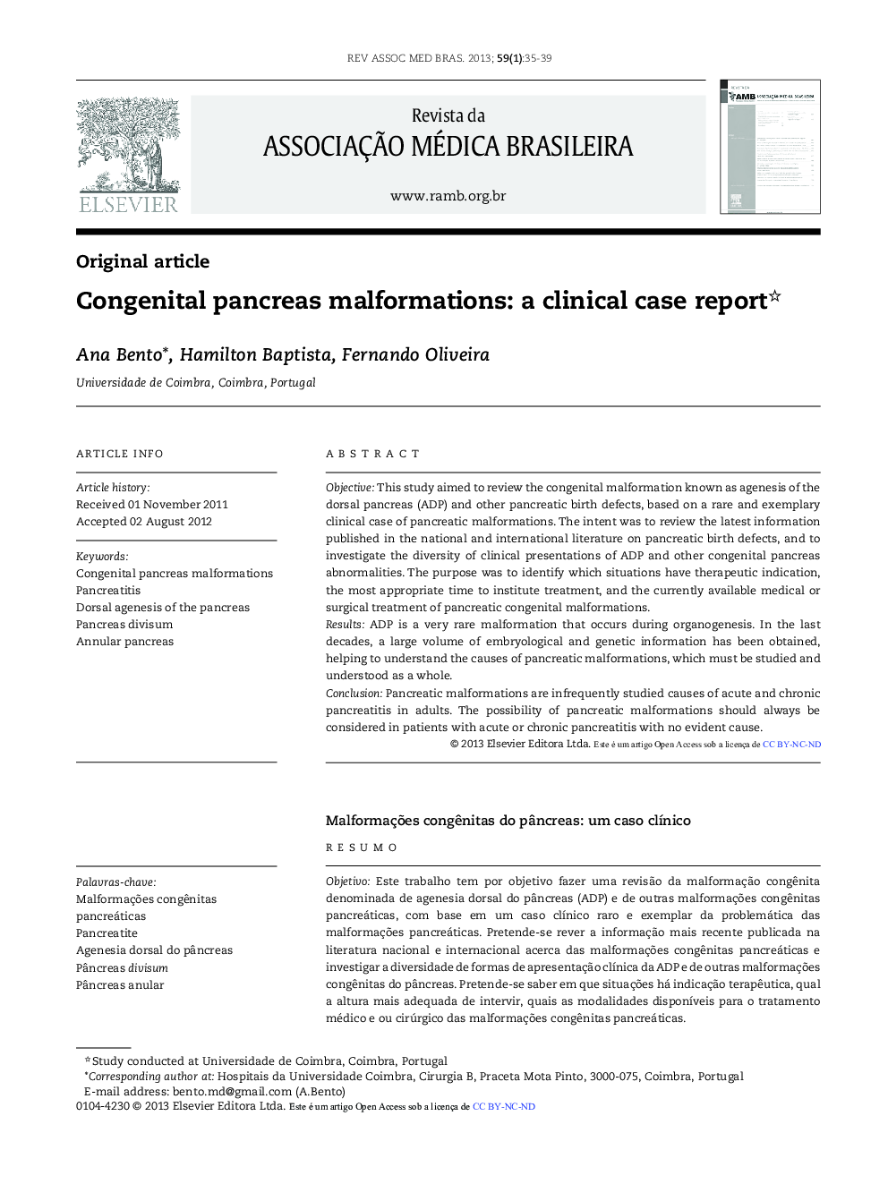 Congenital pancreas malformations: a clinical case report *