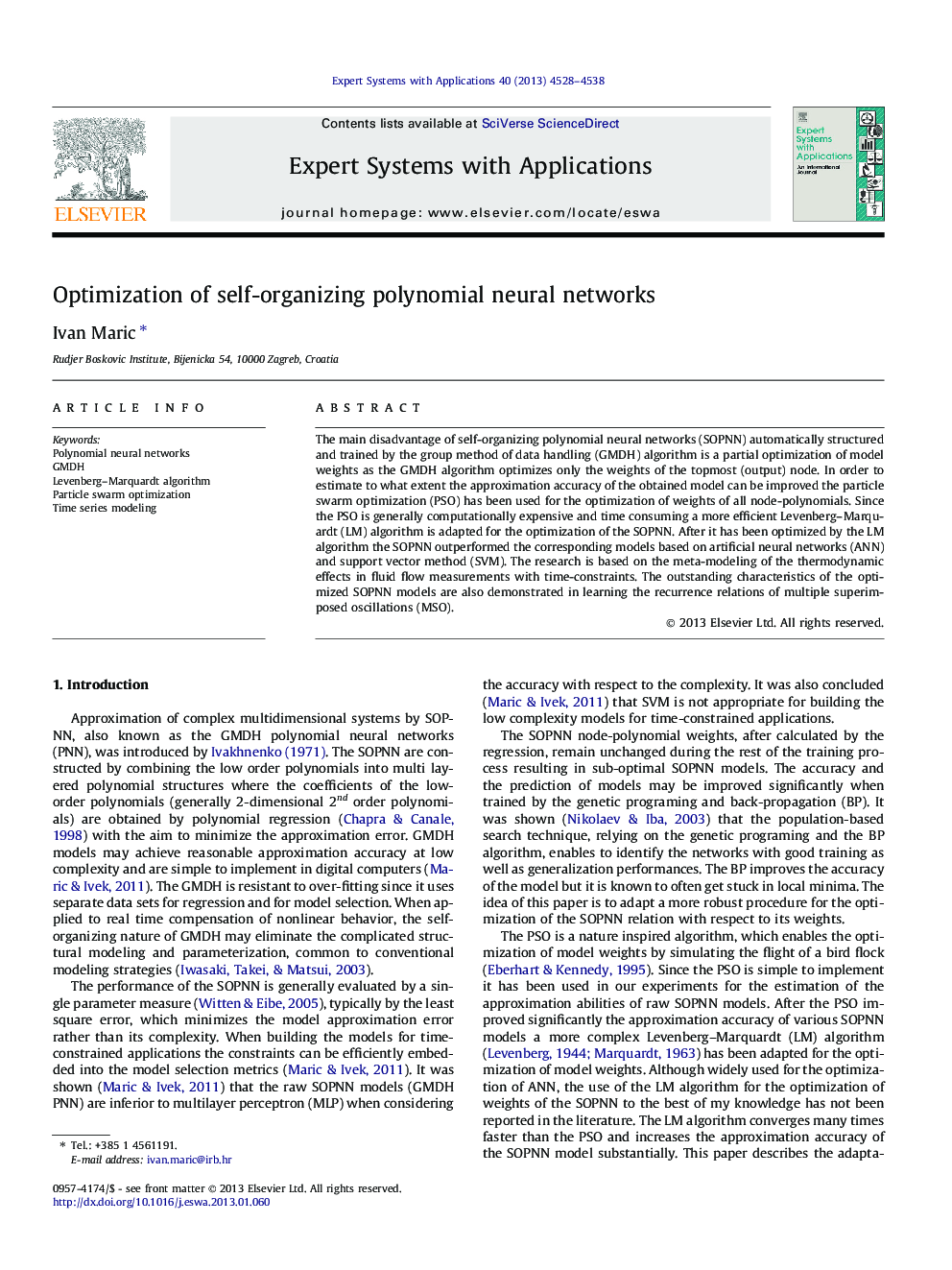 Optimization of self-organizing polynomial neural networks