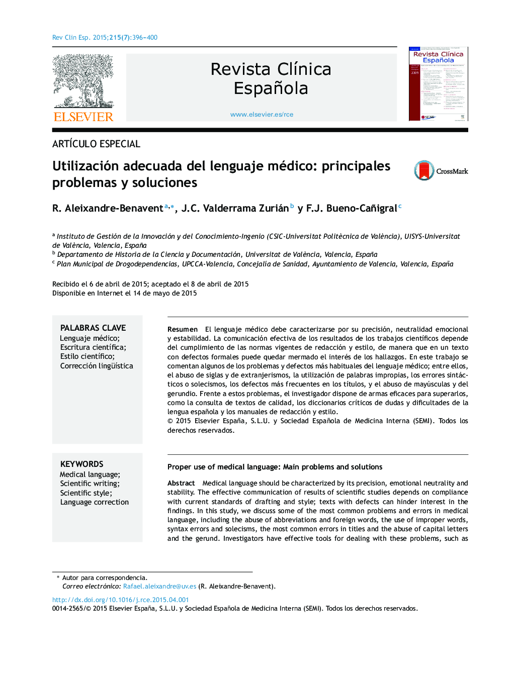 Utilización adecuada del lenguaje médico: principales problemas y soluciones