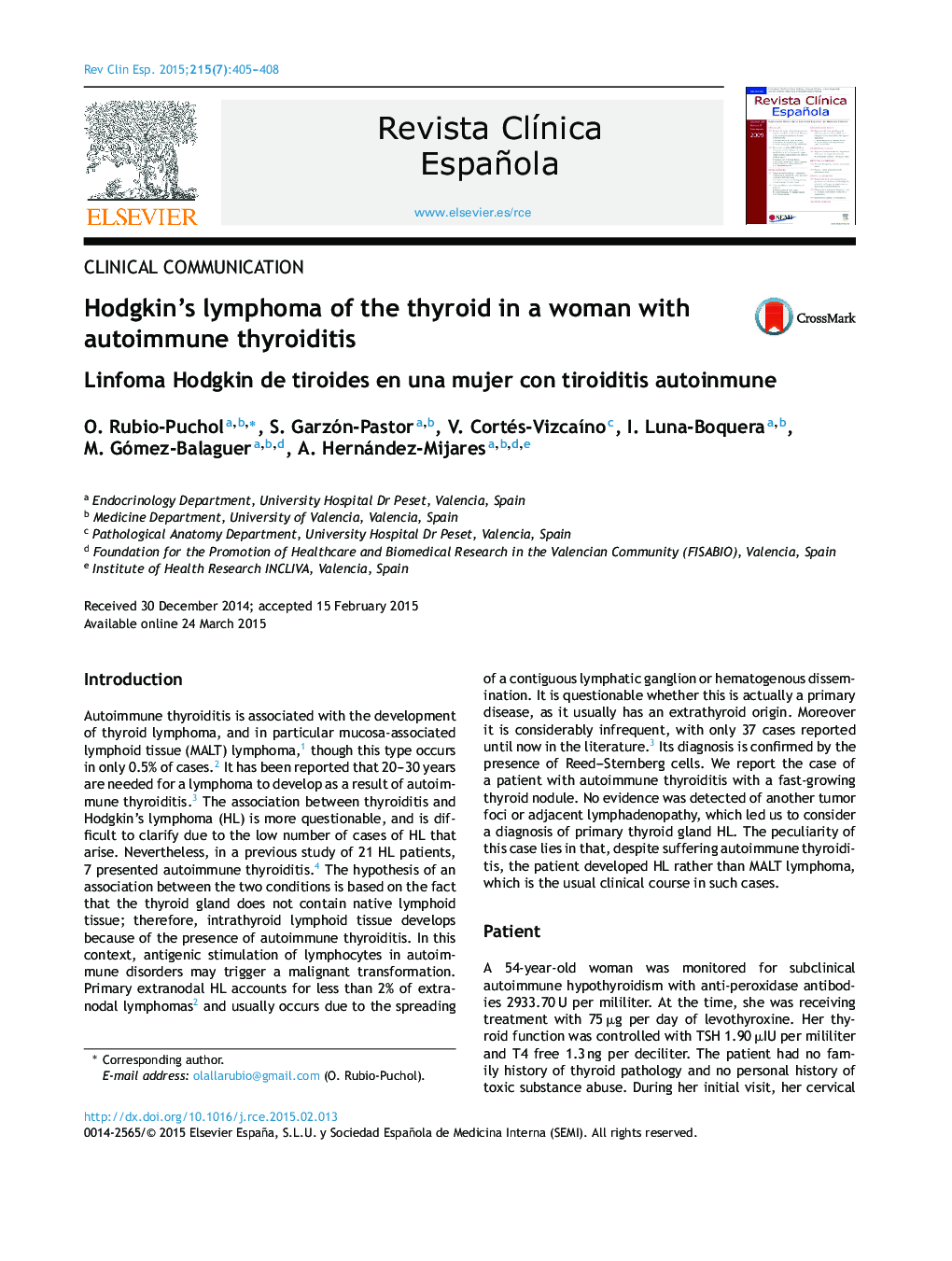 Hodgkin's lymphoma of the thyroid in a woman with autoimmune thyroiditis