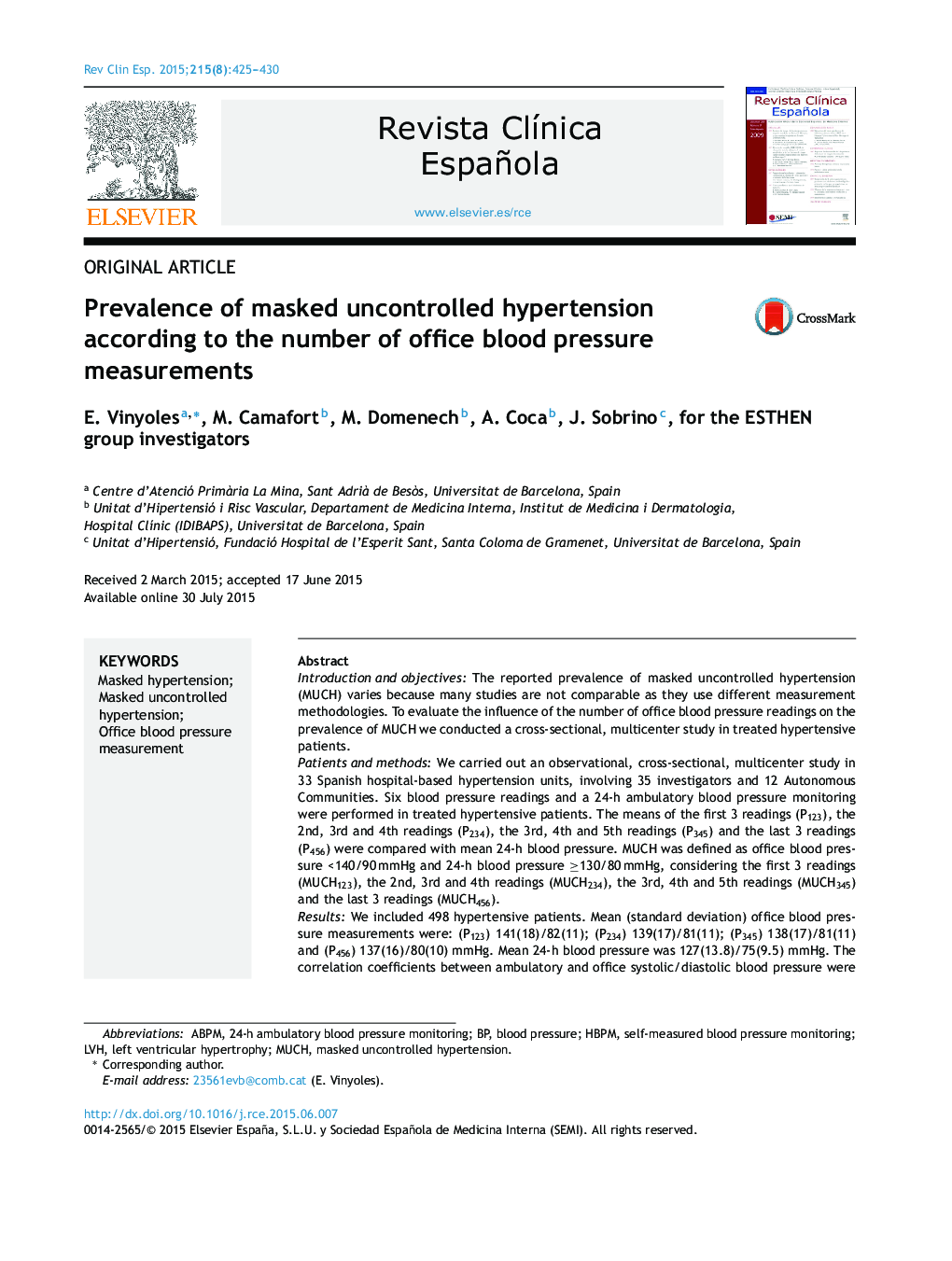 Prevalence of masked uncontrolled hypertension according to the number of office blood pressure measurements