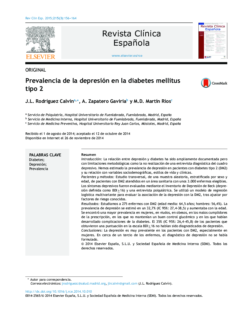 Prevalencia de la depresión en la diabetes mellitus tipo 2