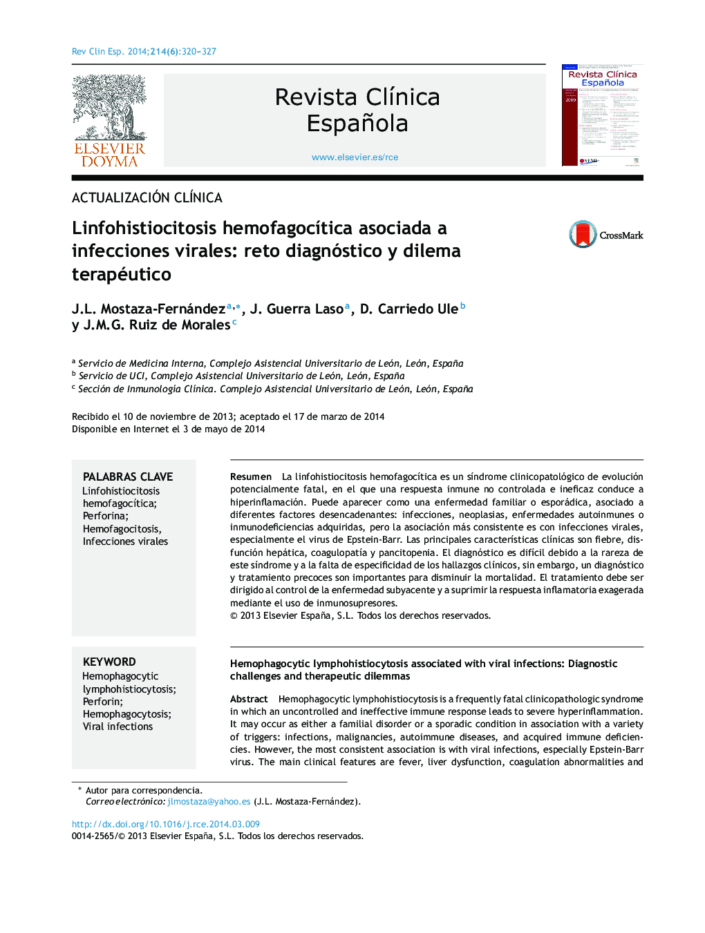 Linfohistiocitosis hemofagocítica asociada a infecciones virales: reto diagnóstico y dilema terapéutico