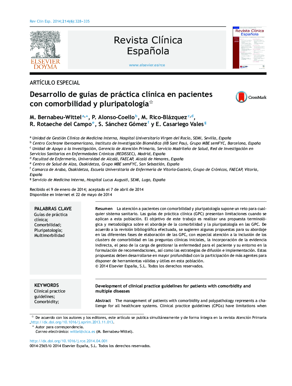 Desarrollo de guÃ­as de práctica clÃ­nica en pacientes con comorbilidad y pluripatologÃ­a