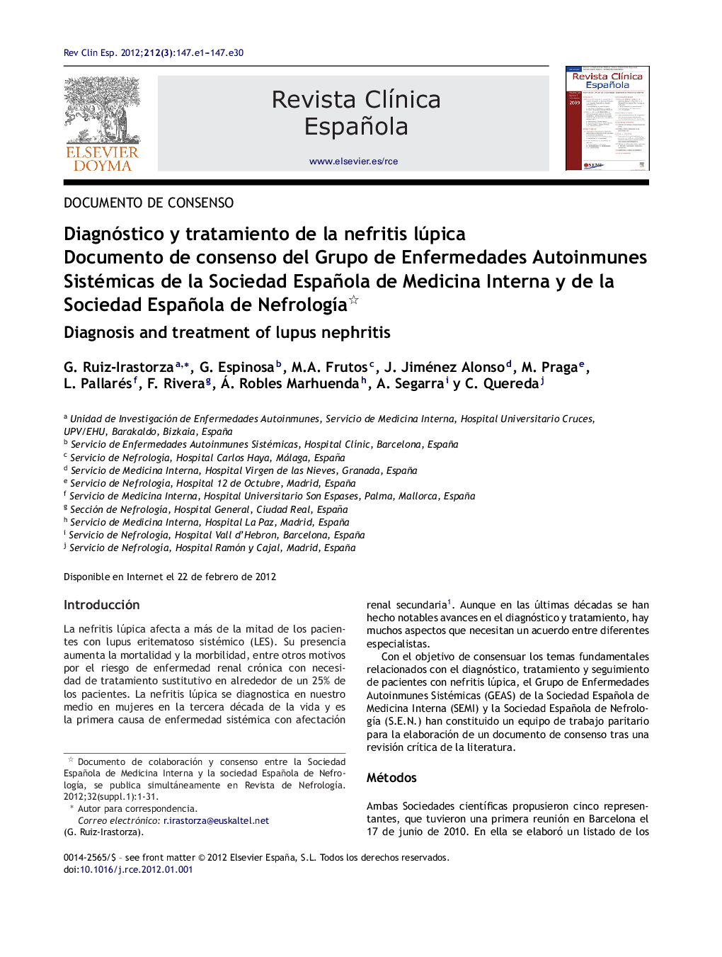 Diagnóstico y tratamiento de la nefritis lúpica