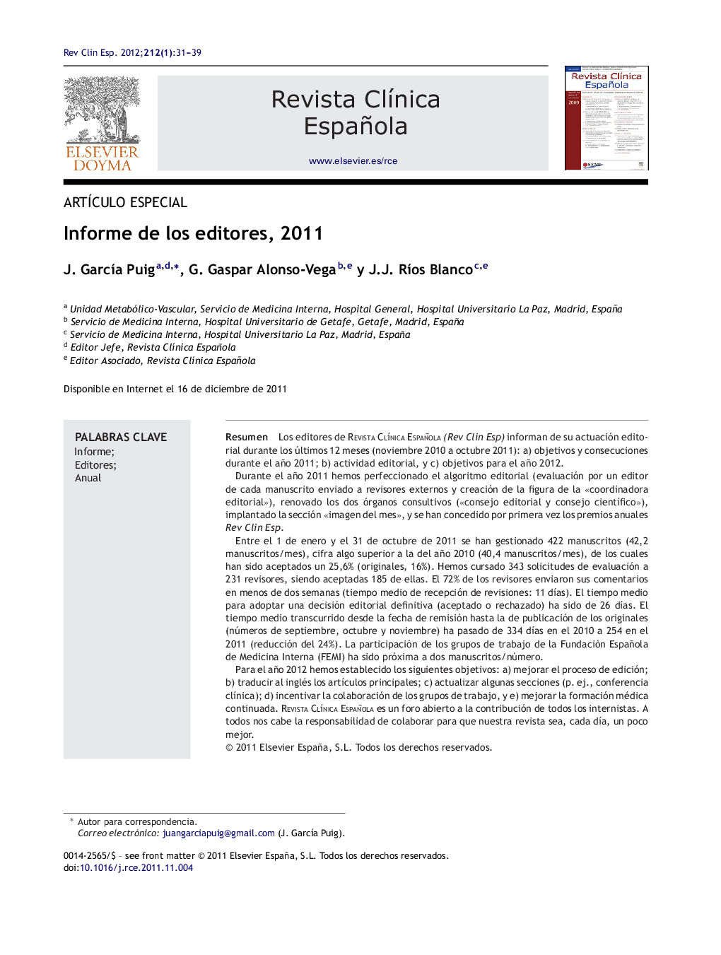 Informe de los editores, 2011