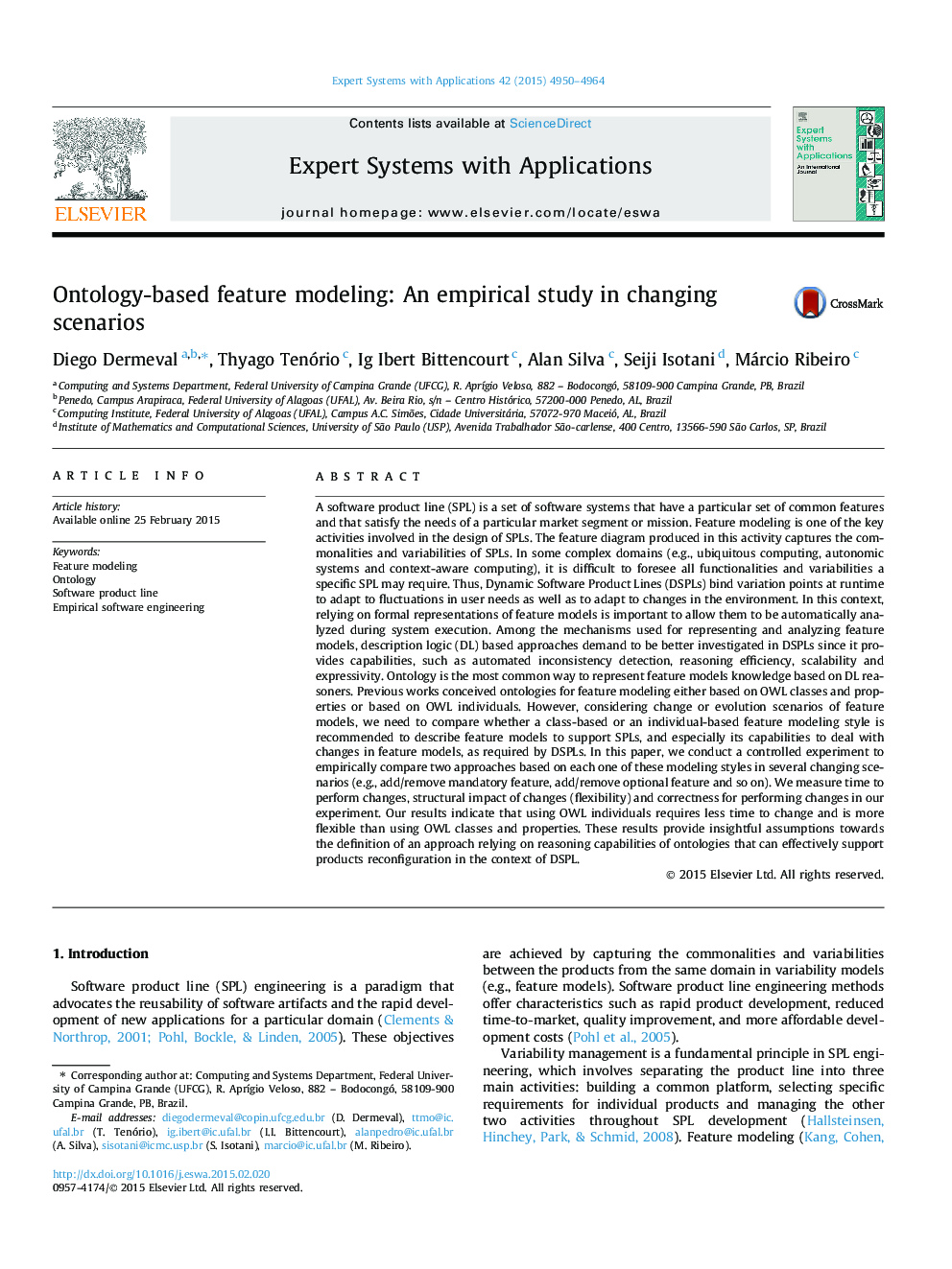 Ontology-based feature modeling: An empirical study in changing scenarios