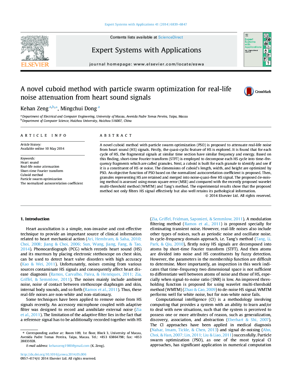 A novel cuboid method with particle swarm optimization for real-life noise attenuation from heart sound signals