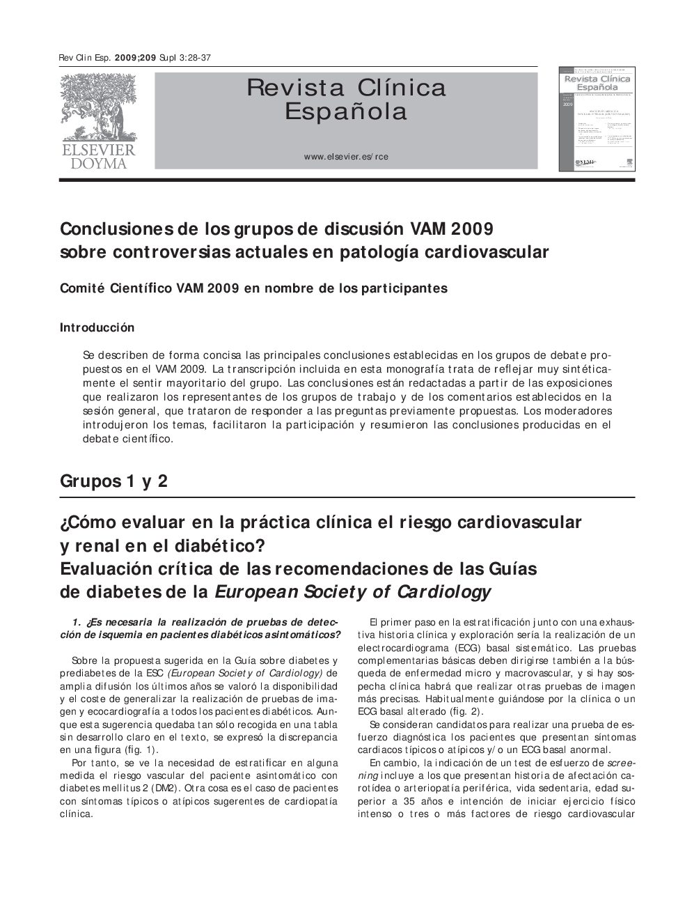 Conclusiones de los grupos de discusión VAM 2009 sobre controversias actuales en patologÃ­a cardiovascular